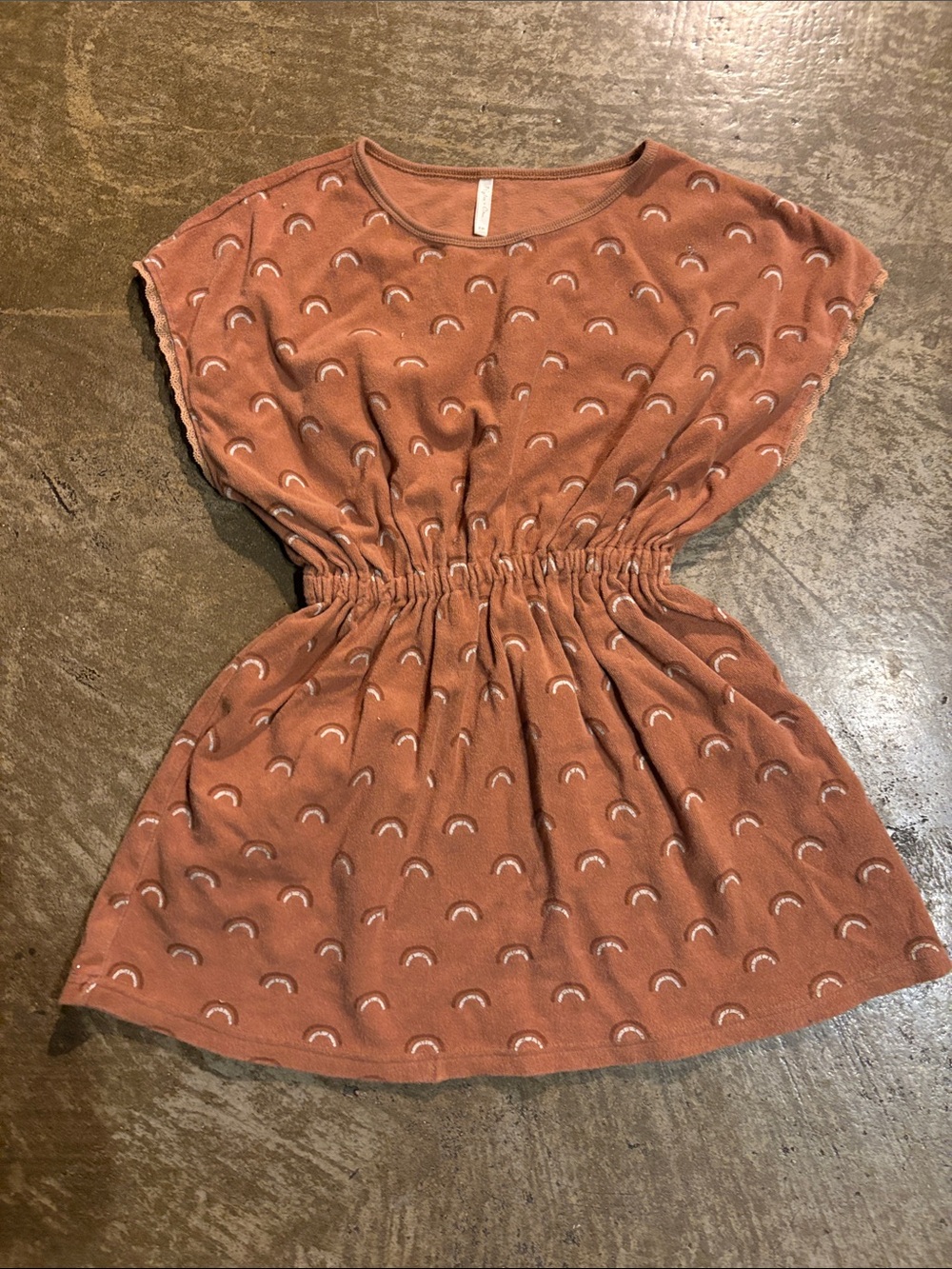 Rylee & Cru Girls Rust Rainbow Print Elastic Waist Dress